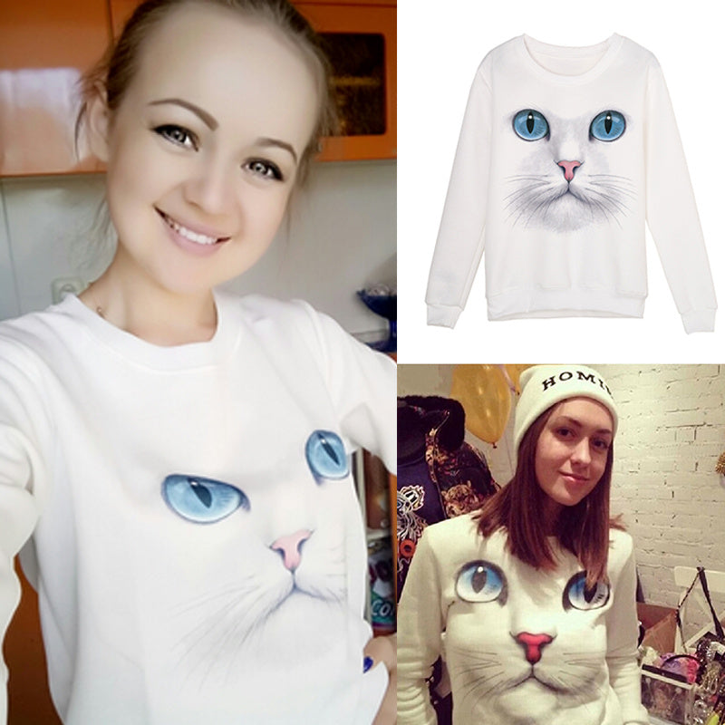 3D Cat Face Sweatshirt  Winter Cloth