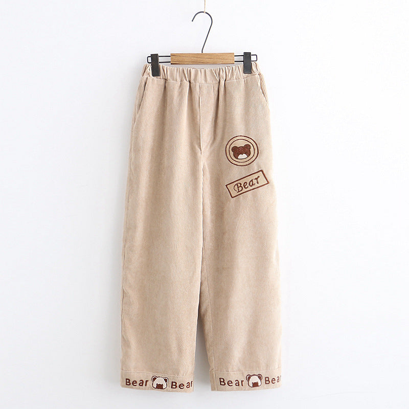 Bear stick cloth wide-leg pants