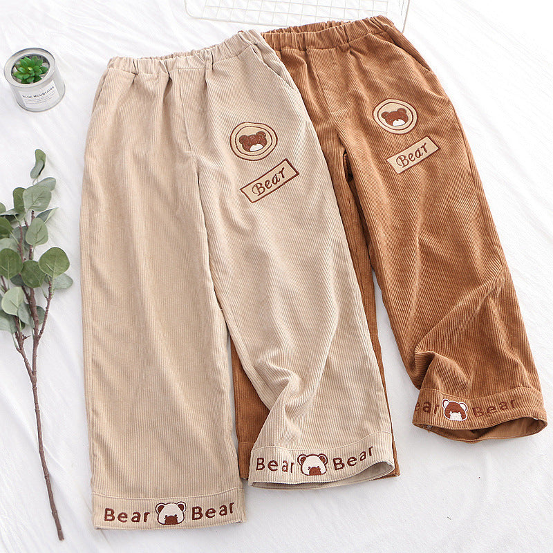 Bear stick cloth wide-leg pants