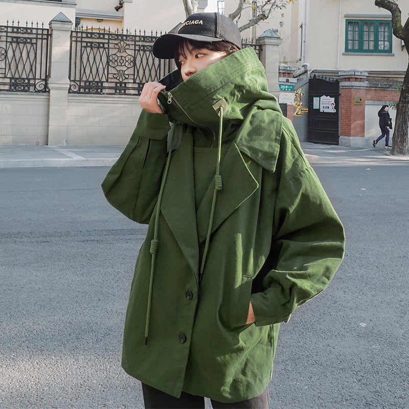 Stand-up army cloth WWII hooded jacket