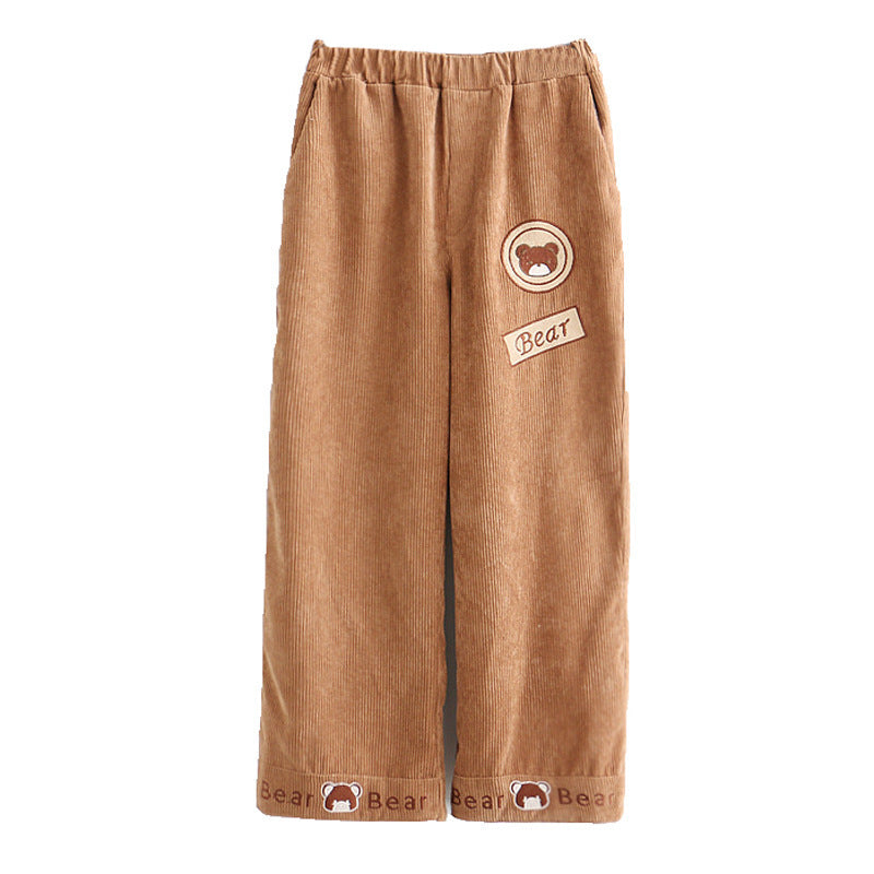 Bear stick cloth wide-leg pants