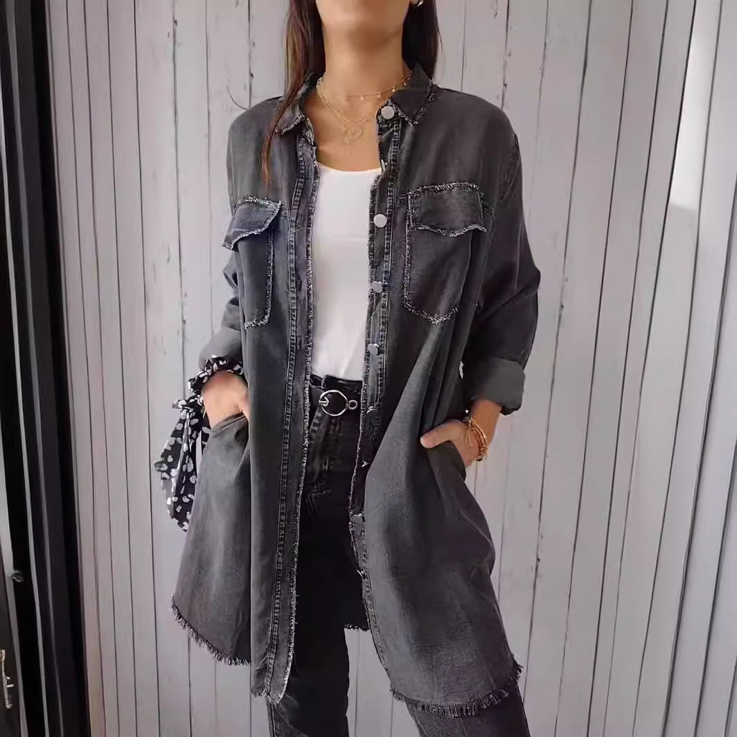 Jean-like Cloth Casual Long Shirt Coat