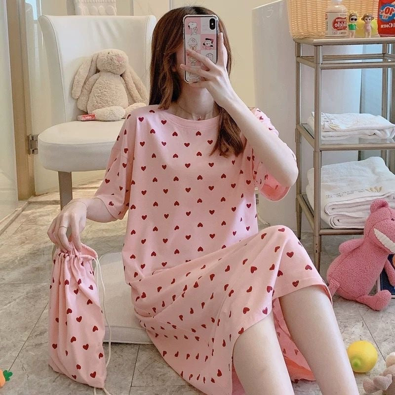 Summer Korean Princess Sweet Cute Cloth Bag Nightdress Women